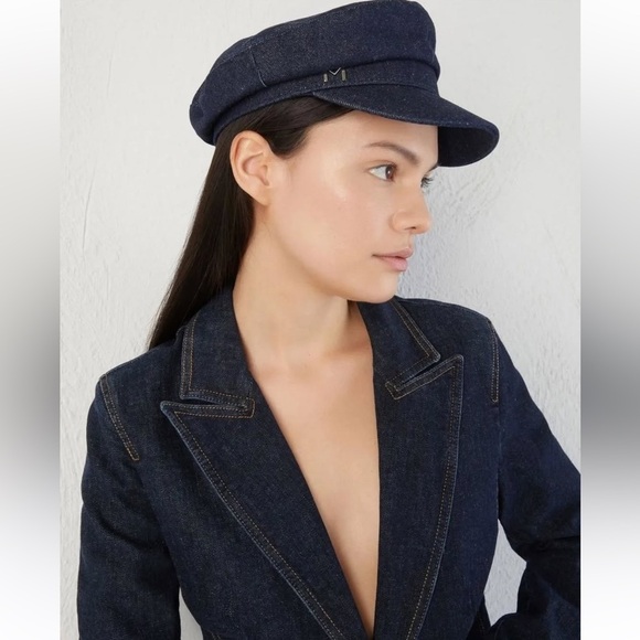 NWOT Marella by Max Mara Beret of Denim Cotton with Visor Lined. Sz:OS Spring - Picture 3 of 16